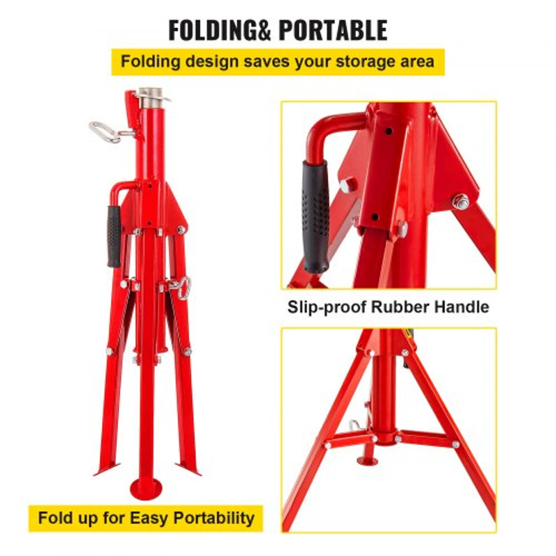 Heavy Duty V Head Pipe Stand Adjustable Height, Folding Portable Steel Jack Stands, Pipe Jack Stands 2500 LB