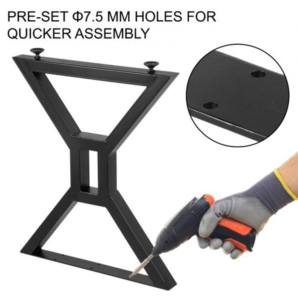 28-Inch Heavy-Duty Metal Table Legs (2PCs), X-Shaped Hollow Iron Legs with 440 Lbs Capacity
