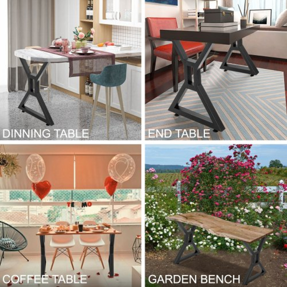 28-Inch Heavy-Duty Metal Table Legs (2PCs), X-Shaped Hollow Iron Legs with 440 Lbs Capacity