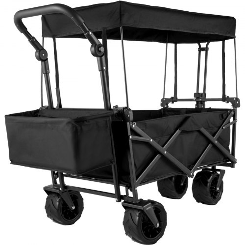 Folding Wagon Utility Cart XL Collapsible Garden Cart With Canopy AllTerrain Wheels Perfect For C 1