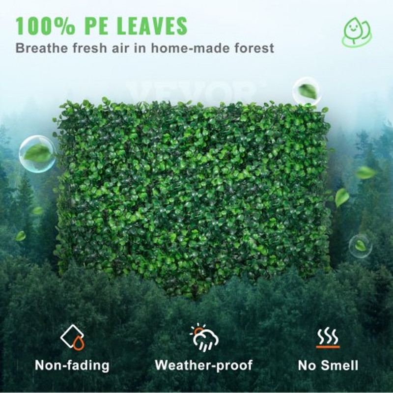 Boxwood Hedge Wall Panels Set, Artificial Grass Backdrop Wall Thick, UV Protected Privacy Fence Screen, Indoor Outdoor