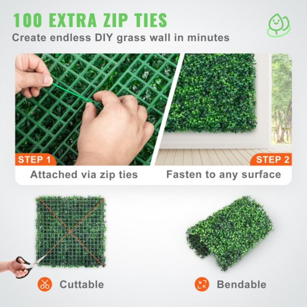 Boxwood Hedge Wall Panels Set, Artificial Grass Backdrop Wall Thick, UV Protected Privacy Fence Screen, Indoor Outdoor