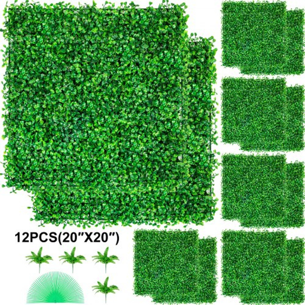 Boxwood Hedge Wall Panels Set, Artificial Grass Backdrop Wall Thick, UV Protected Privacy Fence Screen, Indoor Outdoor