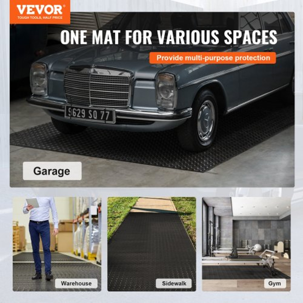 PVC Garage Floor Mats for Under Car, Rolls Thickness Black Garage Flooring for Trailer, Warehouse, Garage, Home Gym