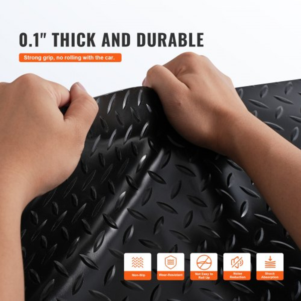 PVC Garage Floor Mats for Under Car, Rolls Thickness Black Garage Flooring for Trailer, Warehouse, Garage, Home Gym