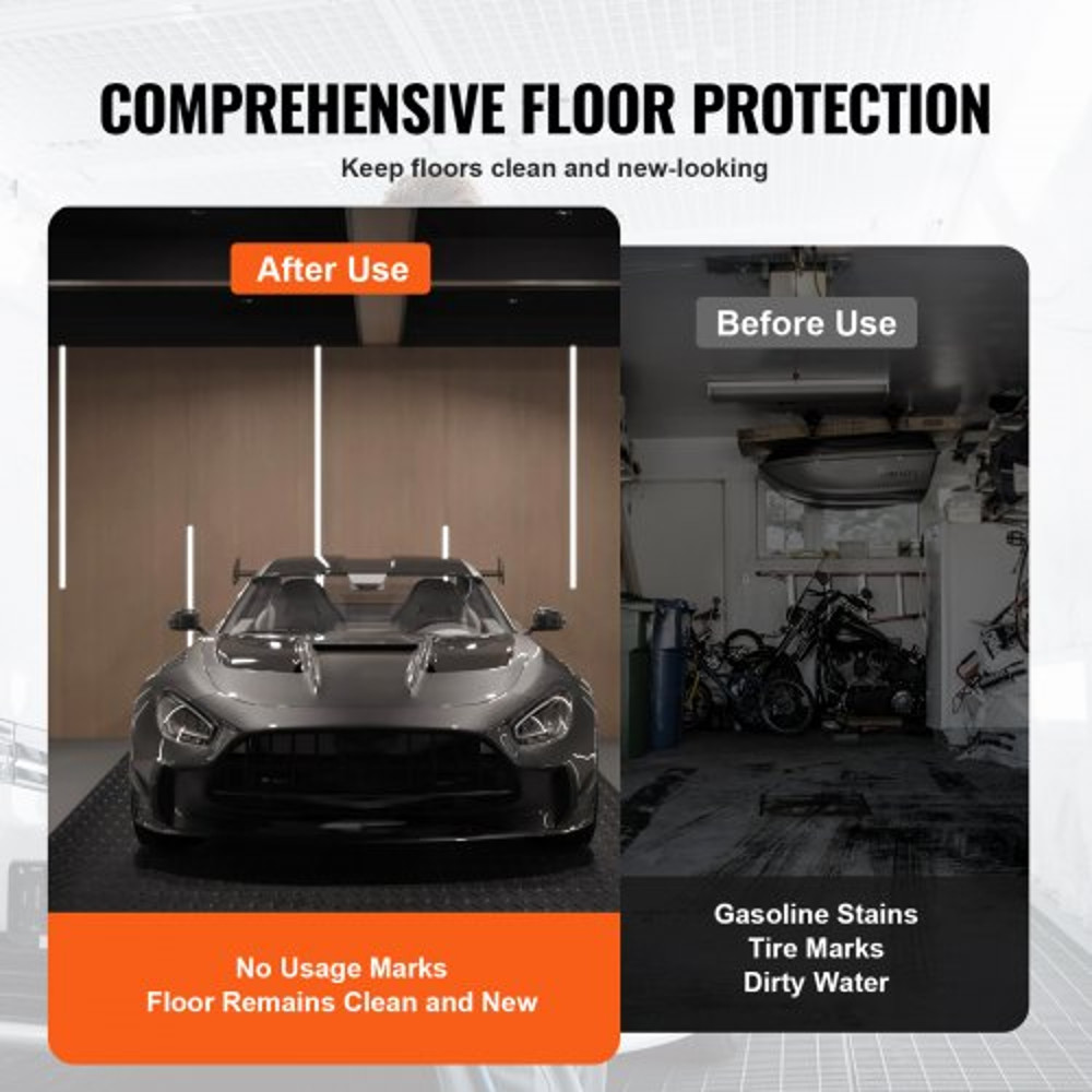 PVC Garage Floor Mats for Under Car, Rolls Thickness Black Garage Flooring for Trailer, Warehouse, Garage, Home Gym