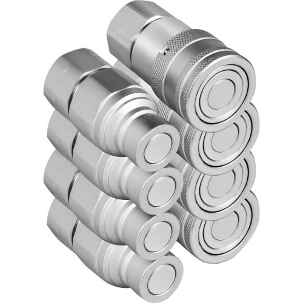 Hydraulic Coupler Quick Connect Set, NPT Flat Face Hydraulic Quick Connect, ISO 16028 Couplers for Bobcat, CAT, Kubota