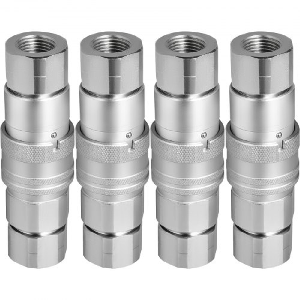 Hydraulic Coupler Quick Connect Set, NPT Flat Face Hydraulic Quick Connect, ISO 16028 Couplers for Bobcat, CAT, Kubota