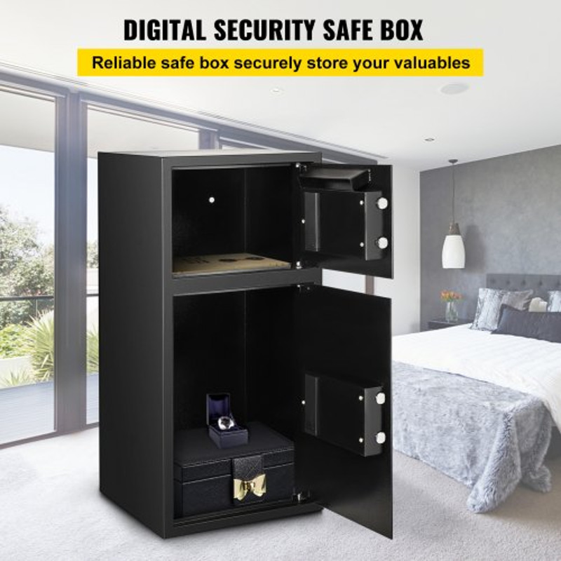 Large Double Door Safe Box, Fireproof Steel Digital Safe for Cash, Guns, Jewelry & Valuables, Heavy-Duty Security Strong