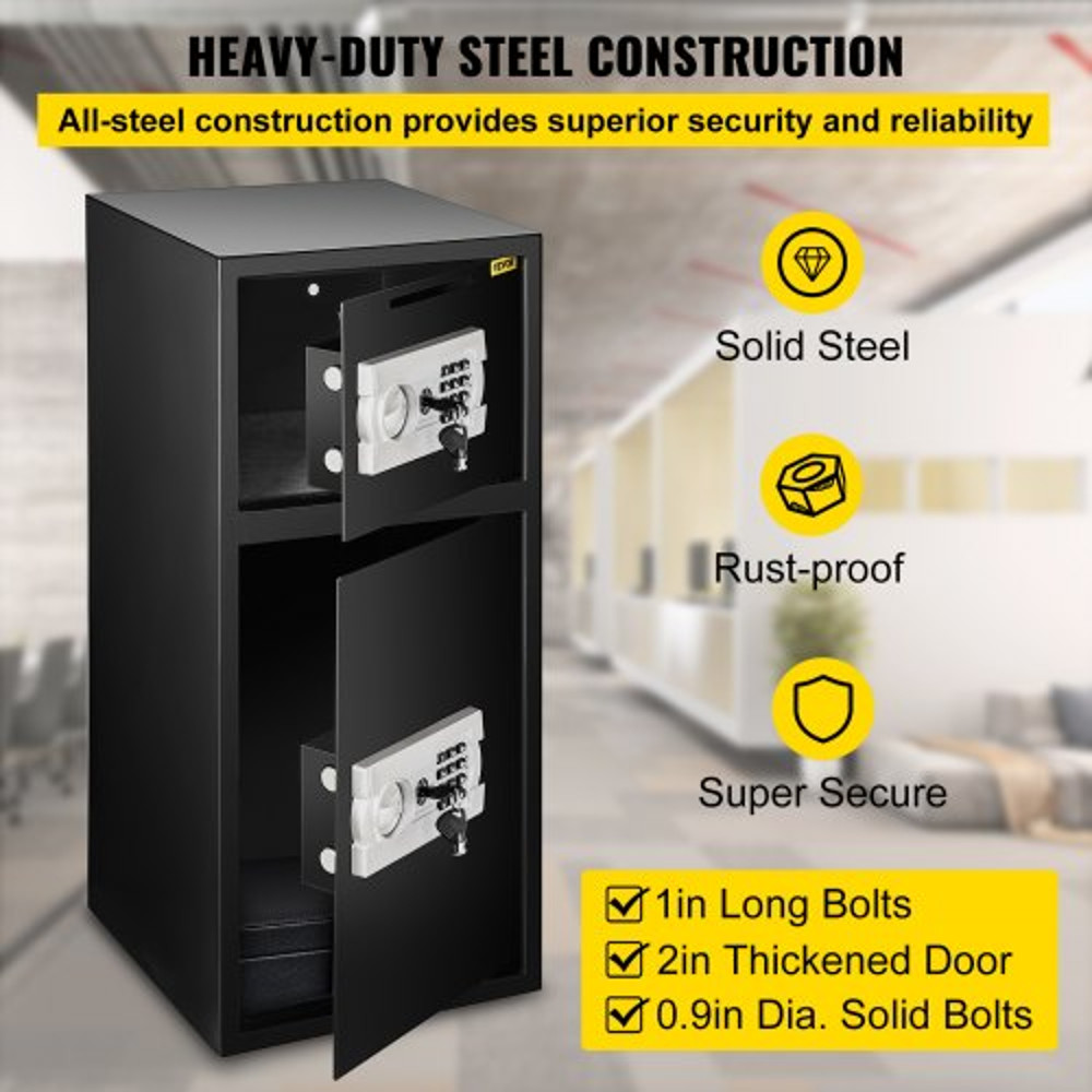 Large Double Door Safe Box, Fireproof Steel Digital Safe for Cash, Guns, Jewelry & Valuables, Heavy-Duty Security Strong