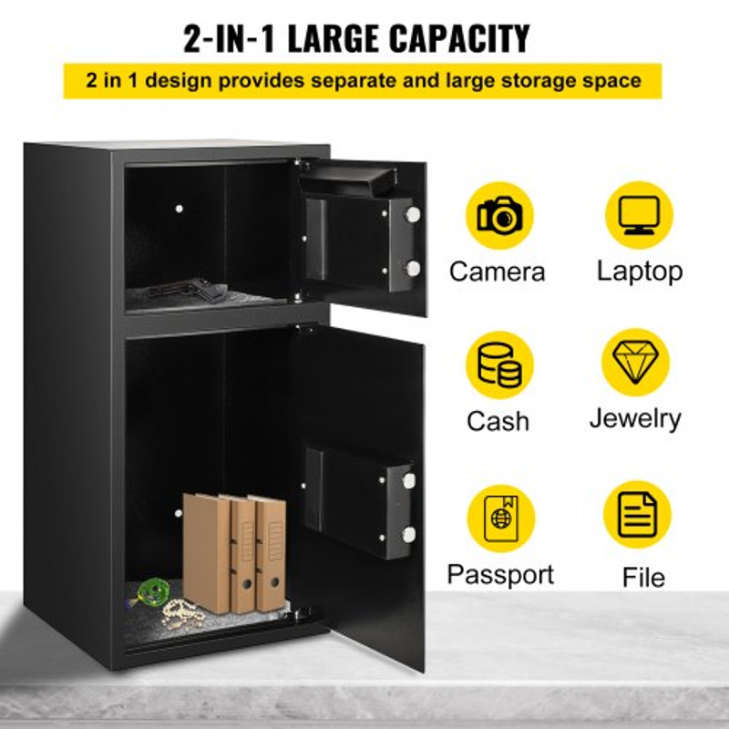 Large Double Door Safe Box, Fireproof Steel Digital Safe for Cash, Guns, Jewelry & Valuables, Heavy-Duty Security Strong