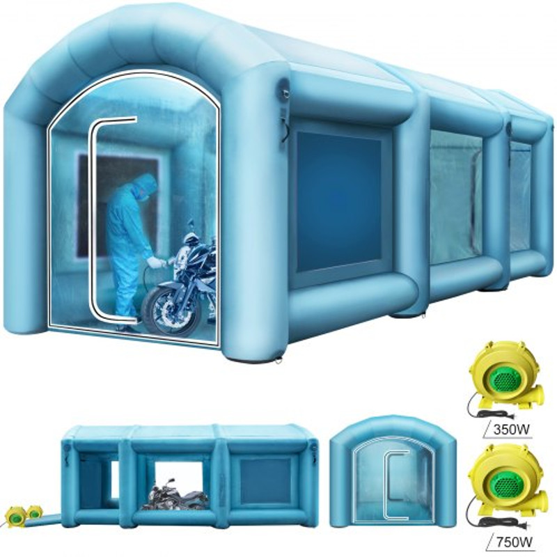 Inflatable Spray Paint Booth with Air Filtration, High Power Blowers Portable Car Paint Tent for Auto Body Work Repairs