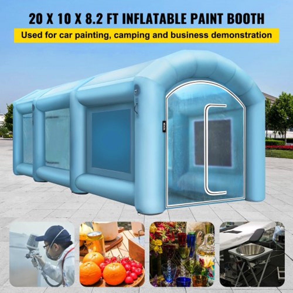 Inflatable Spray Paint Booth with Air Filtration, High Power Blowers Portable Car Paint Tent for Auto Body Work Repairs