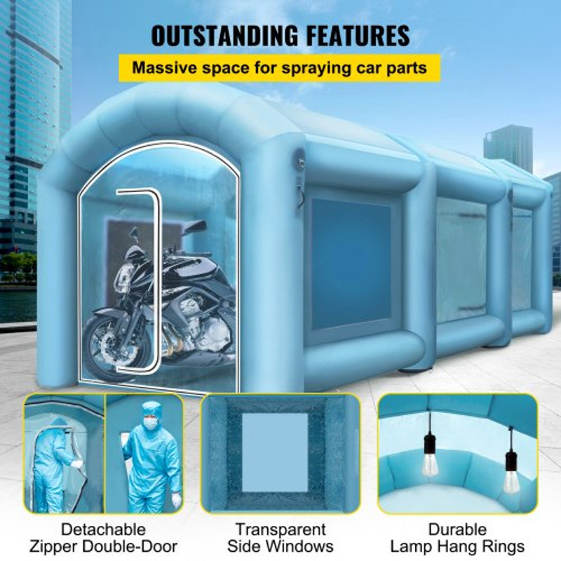 Inflatable Spray Paint Booth with Air Filtration, High Power Blowers Portable Car Paint Tent for Auto Body Work Repairs