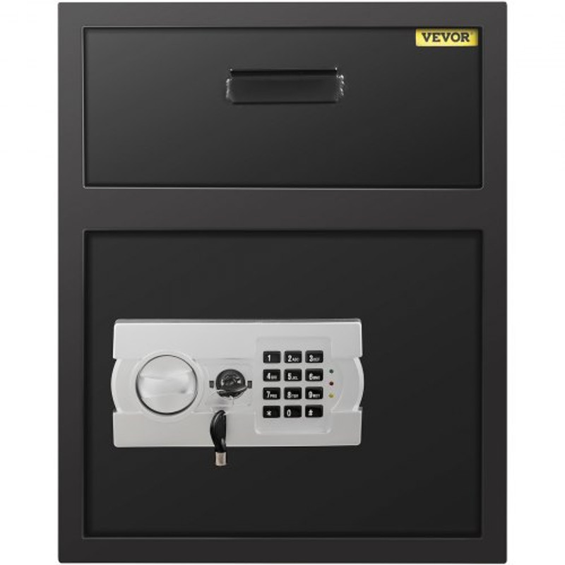 Digital Depository Safe Cubic Feet Made of Carbon Steel, Electronic Code Lock Safe with Deposit Slot & Emergency Keys