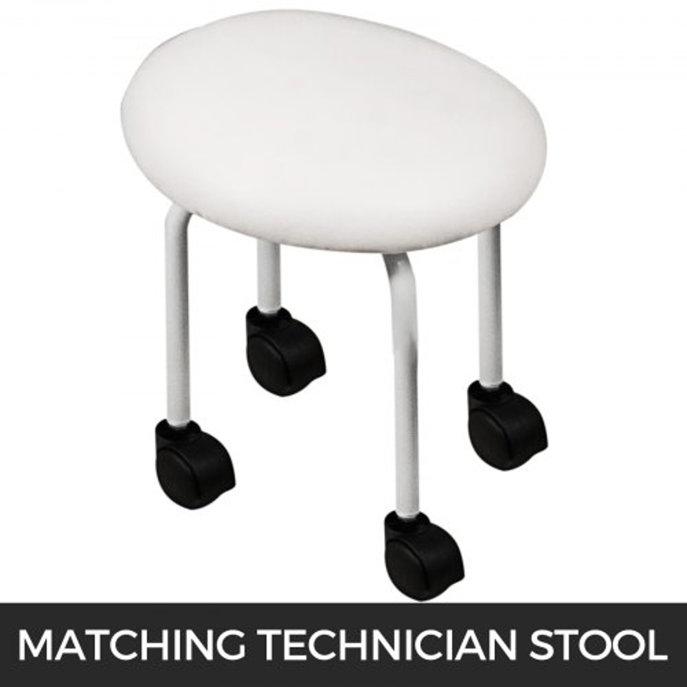 Hydraulic Lift Adjustable Spa Pedicure Unit with Easy-Clean Bubble Massage Footbath, White Salon Chair