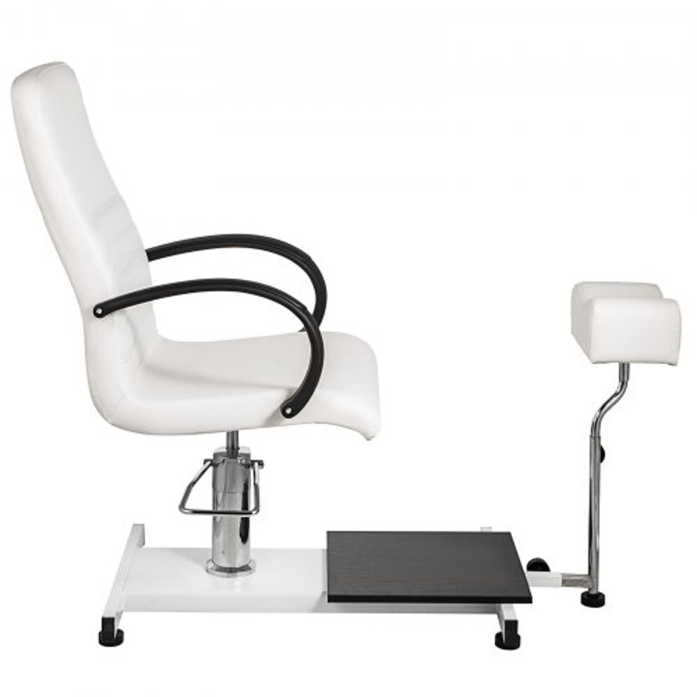 Hydraulic Lift Adjustable Spa Pedicure Unit with Easy-Clean Bubble Massage Footbath, White Salon Chair