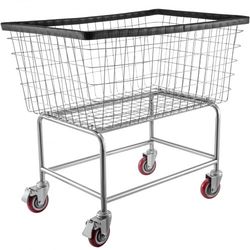 wire laundry basket cart with wheels, 4.5 bushel capacity, 35"x15.7"x22" steel frame, durable chrome finish