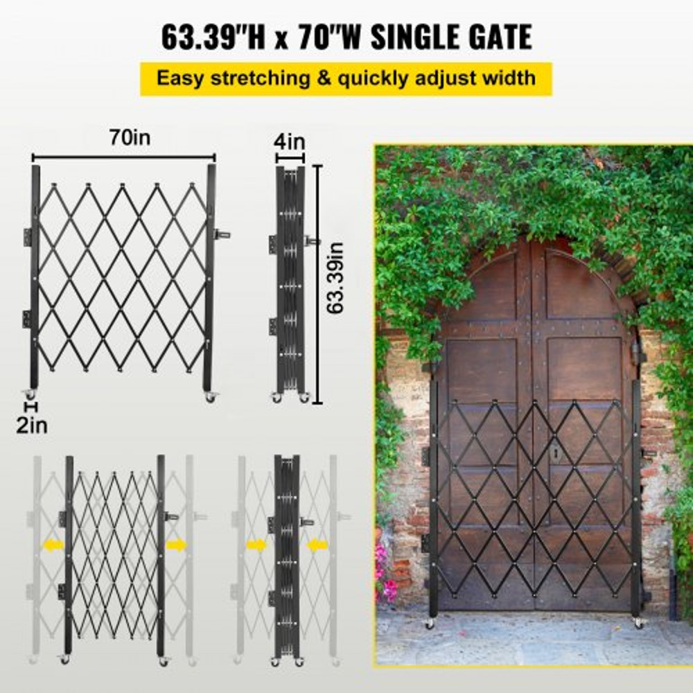 51 X 59 Ft Flexible Expanding Security Gate 360 Rolling Barricade Gate With Padlock 3