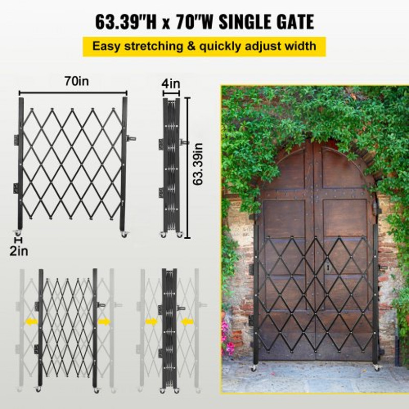 51 X 59 Ft Flexible Expanding Security Gate 360 Rolling Barricade Gate With Padlock 3