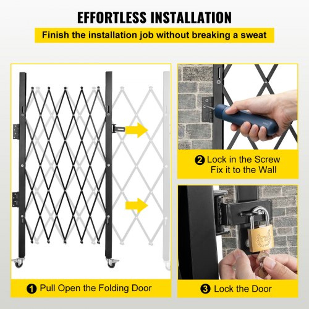 51 X 59 Ft Flexible Expanding Security Gate 360 Rolling Barricade Gate With Padlock 6