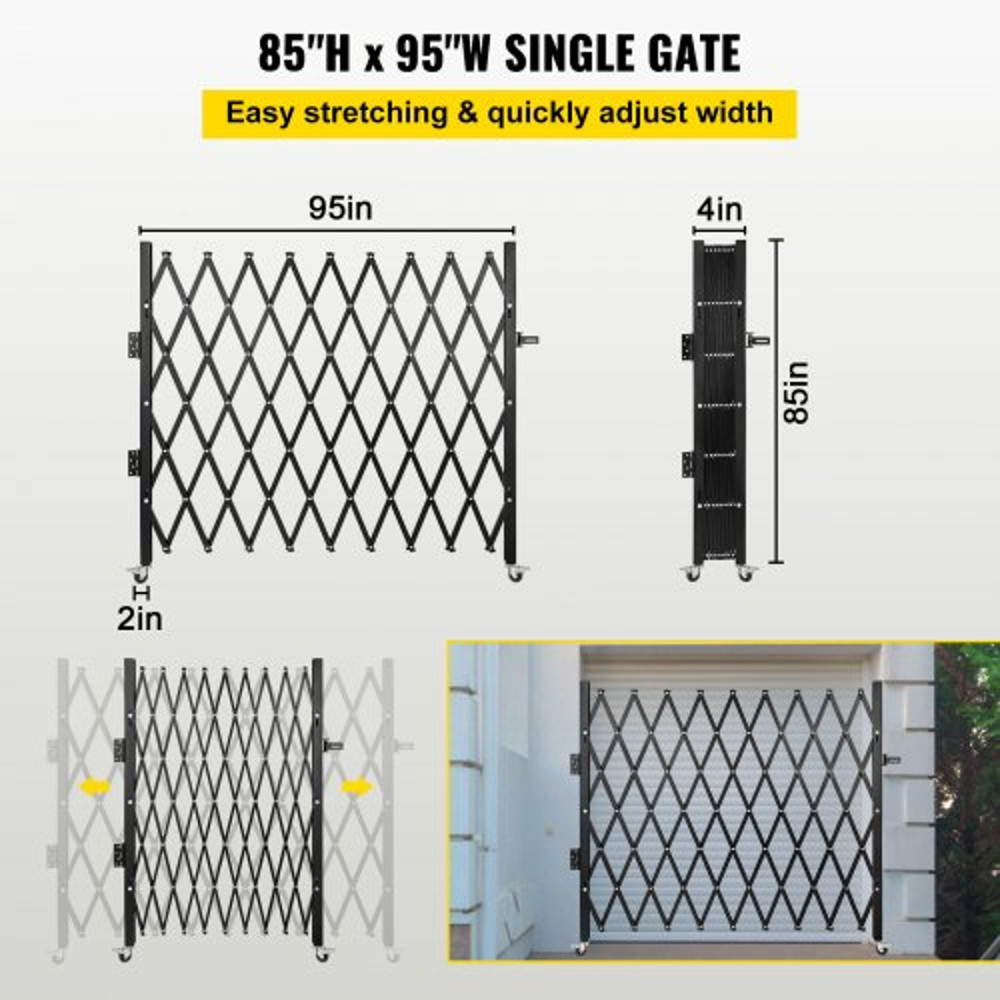 Flexible Expanding Security Gate 360 Rolling Barricade Gate With Padlock HeavyDuty Scissor Gate Fo 3