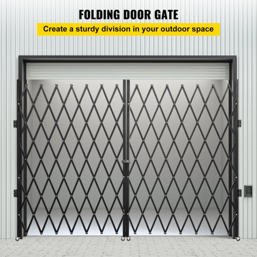 65 Ft X 12 Ft Double Folding Steel Accordion Security Gate Flexible Expanding 360 Rolling Barricade 2