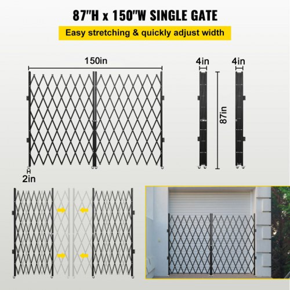 65 Ft X 12 Ft Double Folding Steel Accordion Security Gate Flexible Expanding 360 Rolling Barricade 3
