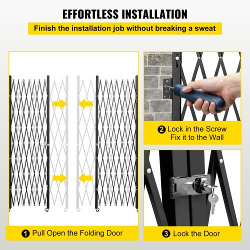 65 Ft X 12 Ft Double Folding Steel Accordion Security Gate Flexible Expanding 360 Rolling Barricade 6