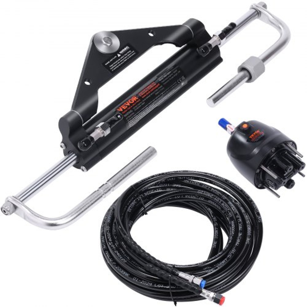 Hydraulic Outboard Steering Kit, Marine Boat Steering System with Pump, Cylinder, High-Pressure Hoses, for Single Engine