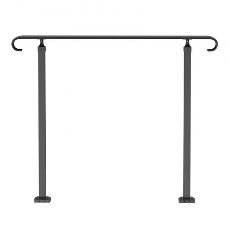 Outdoor Stair Railing For 13 Steps HeavyDuty Wrought Iron Handrail With Decorative Curl Design 9