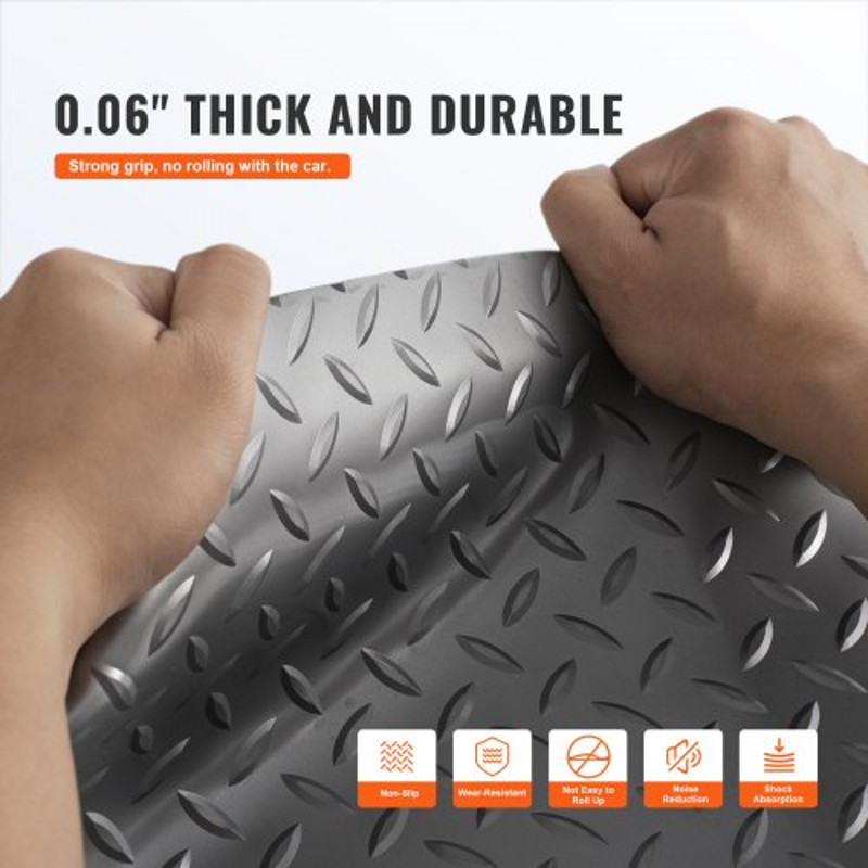 VEVOR Garage Floor Mat 49x92 Ft Vinyl Garage Flooring Roll AntiSlide Diamond Texture Silver Garage 3