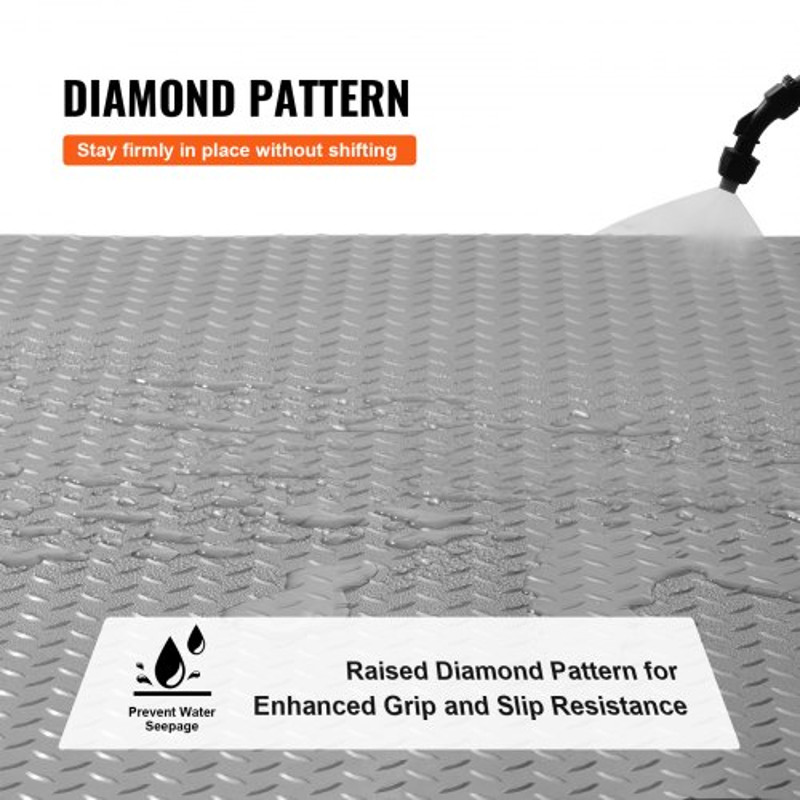 VEVOR Garage Floor Mat 49x92 Ft Vinyl Garage Flooring Roll AntiSlide Diamond Texture Silver Garage 4