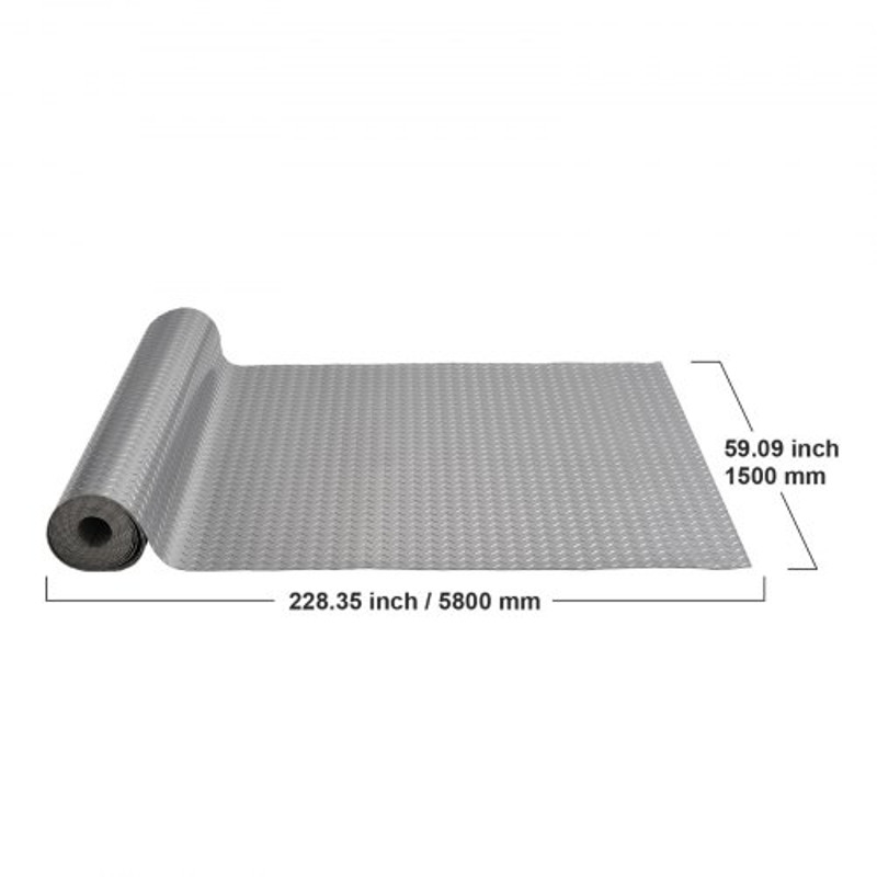 49x13ft Garage Floor Mat HeavyDuty AntiSlide Vinyl Flooring Roll Diamond Texture Silver Garage Mat 8