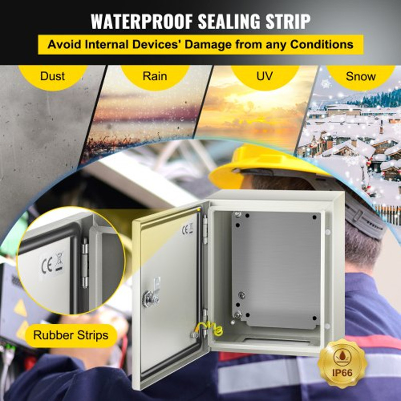 NEMA Steel Electrical Box, IP66 Waterproof Dustproof Junction Box with Lock & Mounting Plate