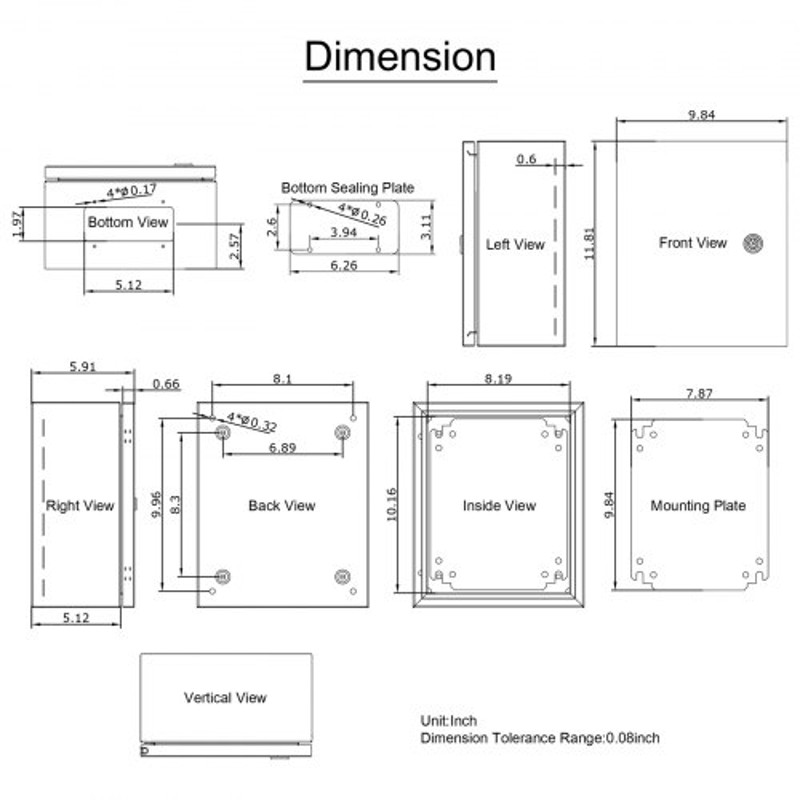 NEMA Steel Electrical Box, IP66 Waterproof Dustproof Junction Box with Lock & Mounting Plate