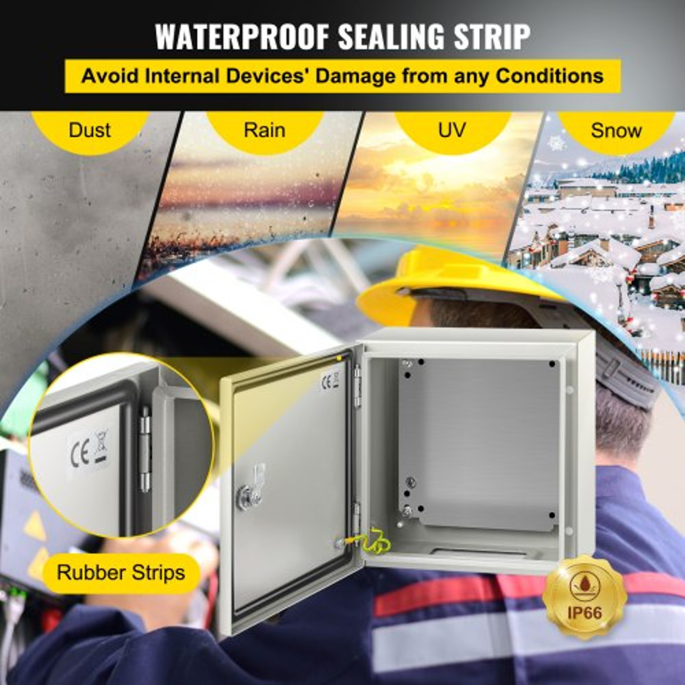12x12x6 NEMA 4X Steel Electrical Box IP66 Waterproof Dustproof Enclosure HeavyDuty 4