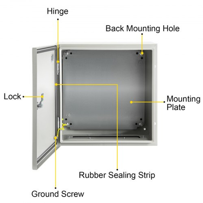 16x16x8 NEMA 4X Steel Electrical Box IP66 Waterproof Dustproof Enclosure IndustrialGrade 7