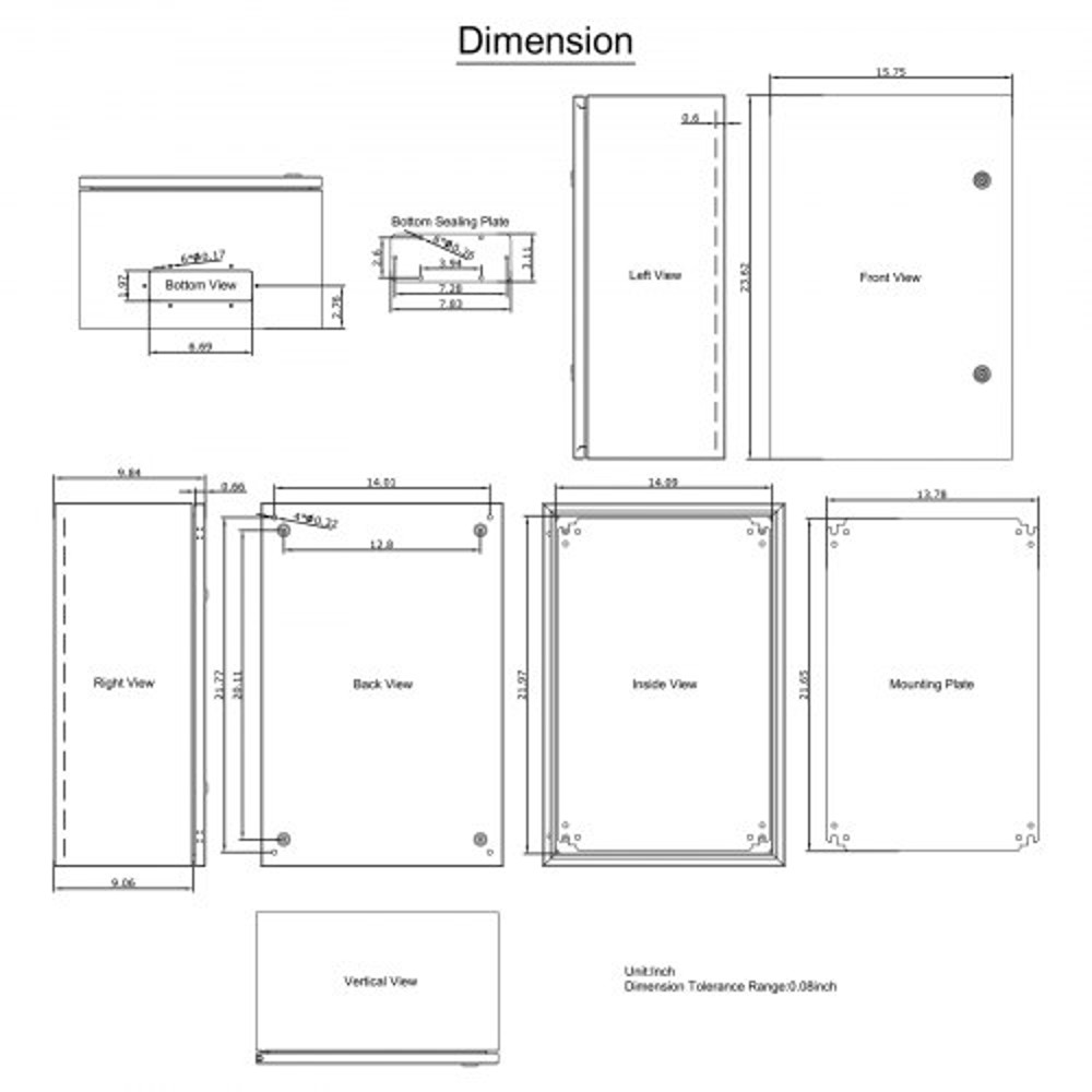 IndustrialGrade Steel Electrical Box 24x16x10 Inches IP66 Waterproof Dustproof Enclosure 8