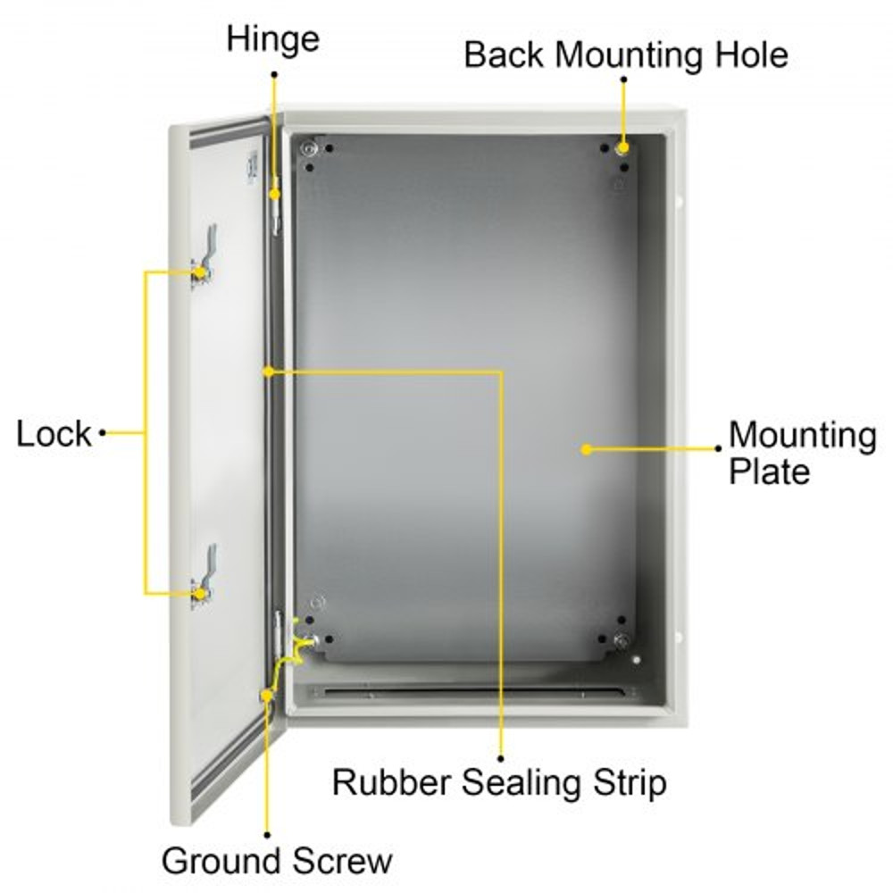 IndustrialGrade Steel Electrical Box 24x16x10 Inches IP66 Waterproof Dustproof Enclosure 7