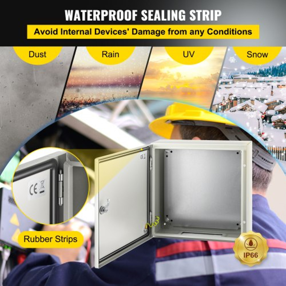 16 X 16 X 6 4X Steel Electrical Enclosure IP66 Waterproof Dustproof Junction Box With Mounting Pla 4