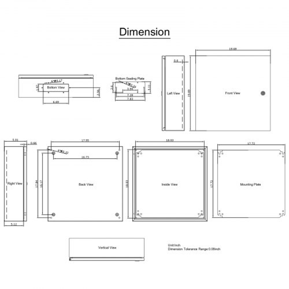 HeavyDuty 20x20x6 Steel Enclosure 4X Rated IP66 Waterproof Electrical Junction Box For Secure Indoo 8