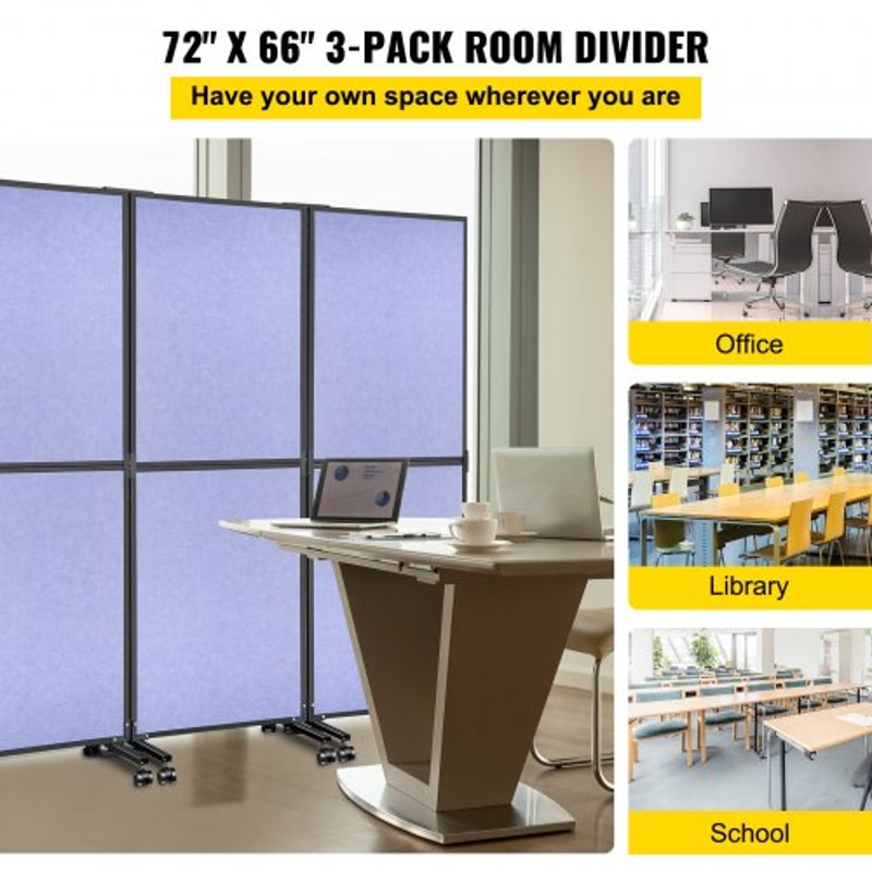 Acoustic Office Room Dividers 3Pack 72 X 66 Polyester Steel Partition Walls To Reduce Noise 2