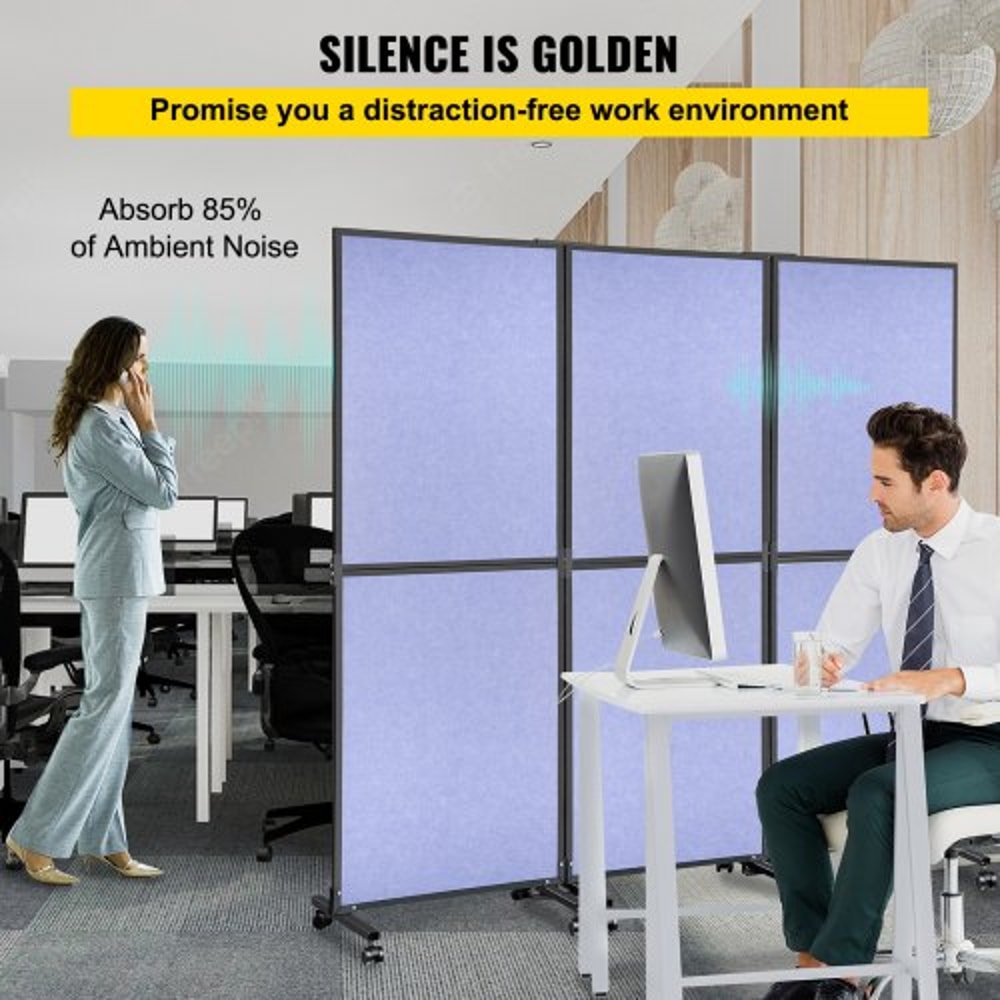 Acoustic Office Room Dividers 3Pack 72 X 66 Polyester Steel Partition Walls To Reduce Noise 3