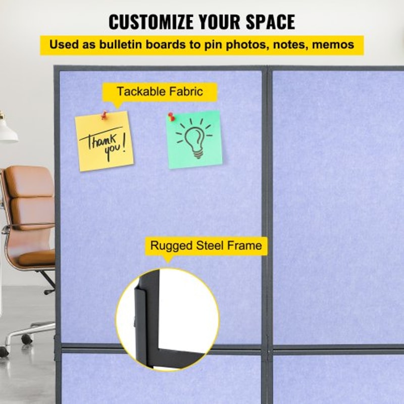 Acoustic Office Room Dividers 3Pack 72 X 66 Polyester Steel Partition Walls To Reduce Noise 4