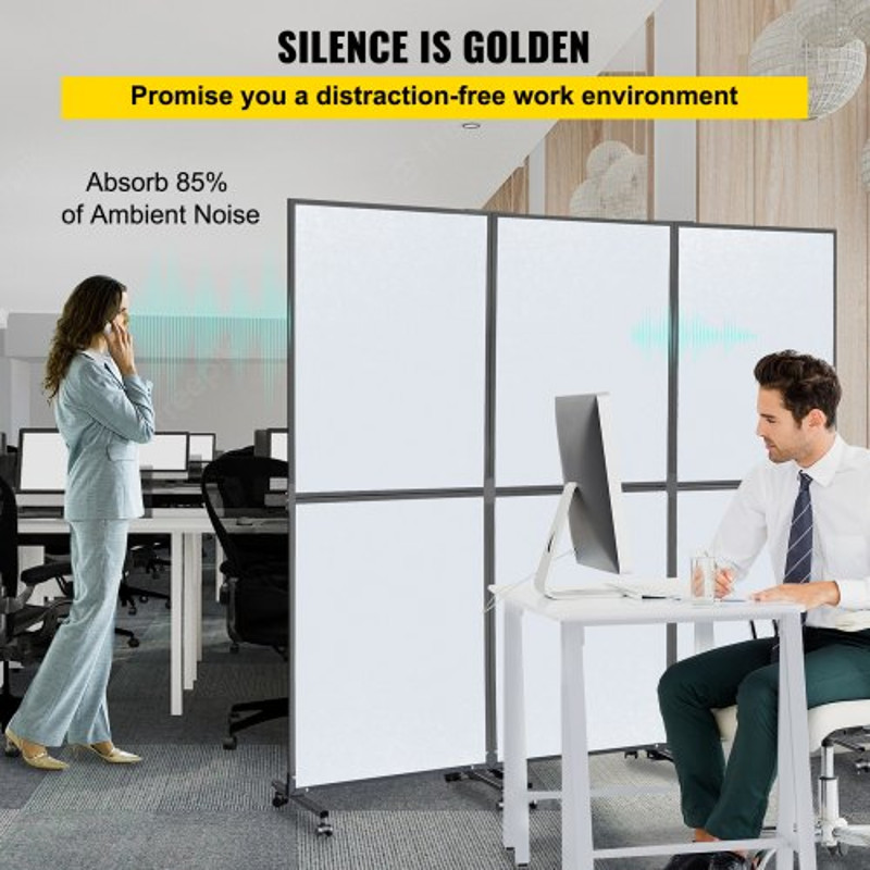 Acoustic Room Divider 3Pack Office Partition Wall Panel Set 72 X 66 Soundproof Mobile Tackable Fo 3