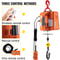 Electric Hoist Winch, Portable Winch Crane with Lift, Wire & Wireless Remote Control, Safety Overload Protection