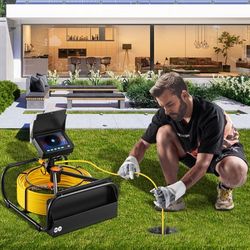 sewer camera with lcd screen, waterproof ip68 pipeline inspection camera with dvr, snake cable & led lights