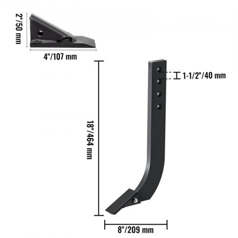 Scarifier Shank for Box Blade, Adjustable Ripper Shanks with 4 Holes, Tapered Teeth & Mounting Pins for Plowing