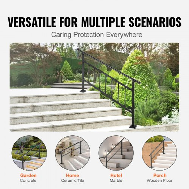 Aluminum Stair Handrail for Outdoor Stairs, Staircase Handrail Fits, 165LBS Load Railing with Screw Kit, Adjustable